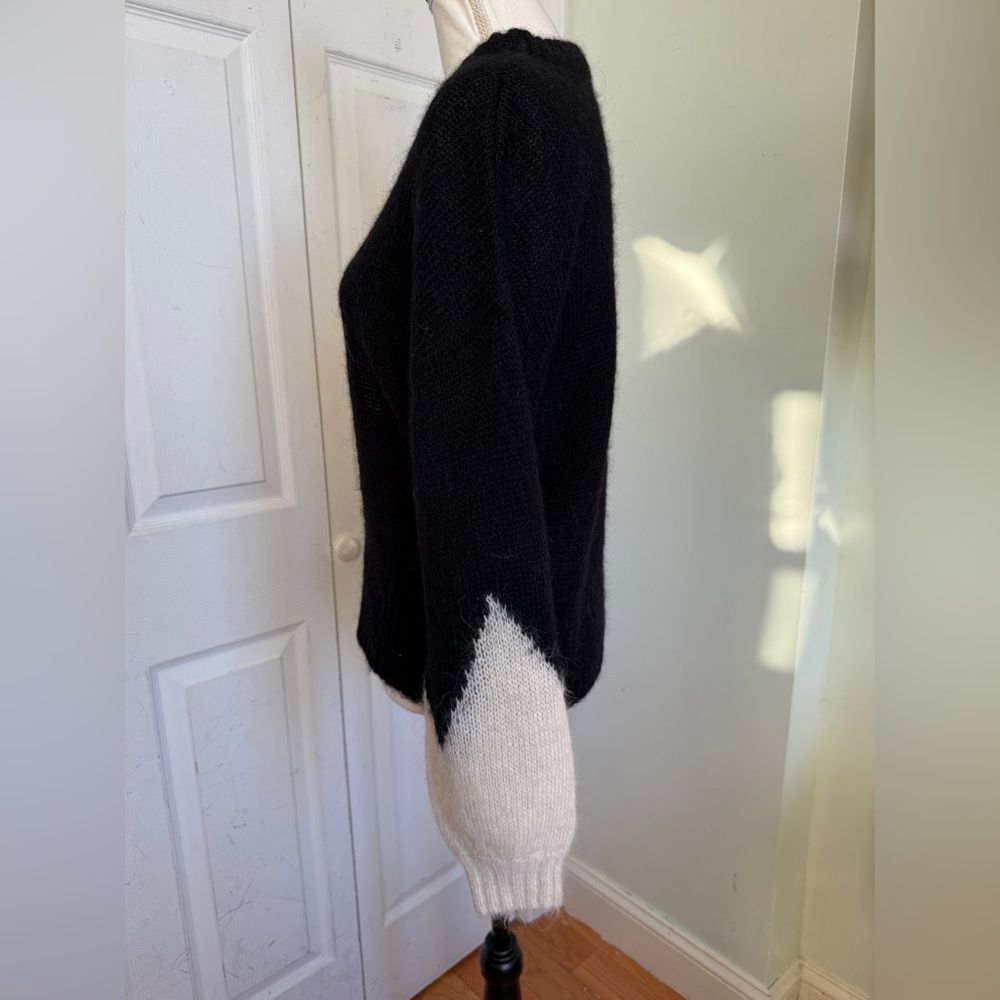 Asymmetrical Alpaca & Merino Wool  Black and White Gorman Sweater - Picture 3 of 7